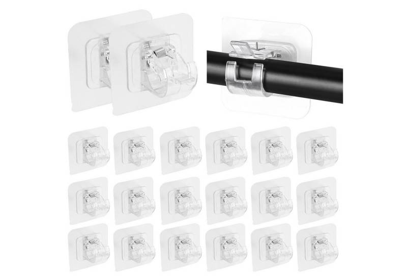 BlingBin Gardinenstangenhalter Gardinenstange Ohne Bohren Vorhang Stange Halterung Selbstklebende, Vorhange, Gartendekorationen, Schleiern, (1er Set, 20-St., 20 x transparente selbstklebende Halterung für Gardinenstangen), 20 Stück, Gardinenhakenhalterung Badezimmer Feste Stangenhalterung von BlingBin