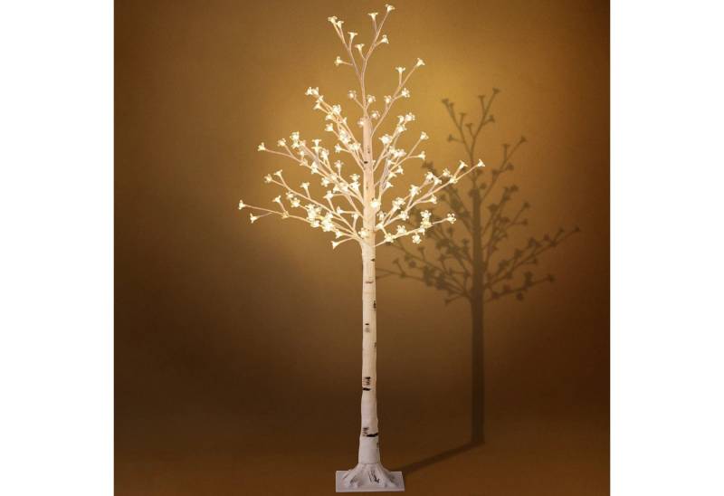 Kunstbaum LED Lichterbaum 150 cm LED Baum mit 120 warmweißen LEDs Birke, BlingBin, Höhe 150 cm, 3 Helligkeitsstufen Kirschblütenbaum Leuchtbaum Lichterdeko von BlingBin