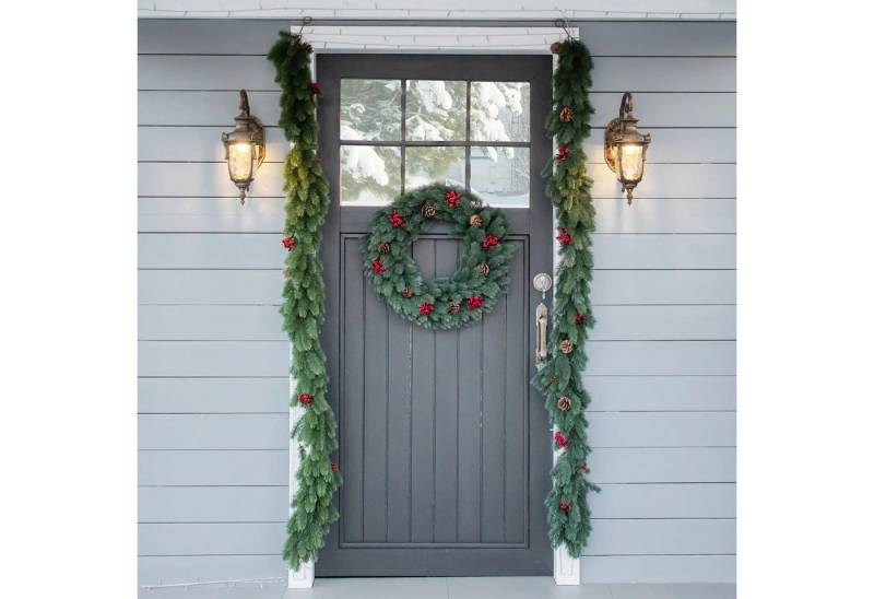 Kunstgirlande Weihnachtsgirlande Tannengirlande, BlingBin, Höhe 190 cm, mit Tannenzapfen Beeren, für Innen & Außen, Grün Kunstgirlande Weihnachtsgirlande Tannengirlande, BlingBin, Höhe 190 cm, mit Tannenzapfen Beeren, für Innen & Außen, Grün von BlingBin