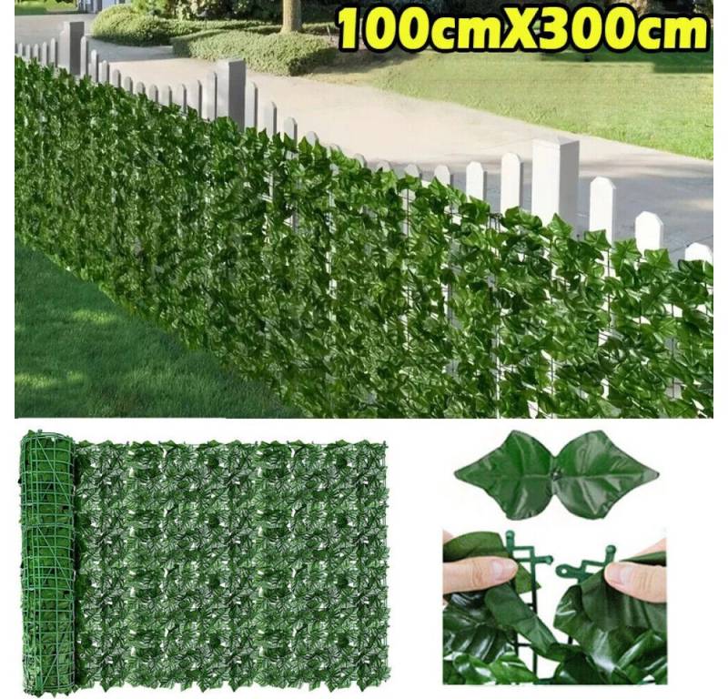 Kunsthecke Green Leaf-Sichtschutz Balkon Sichtschutz Blätterzaun Hecke Dekoration, BlingBin, Höhe 100 cm, Draußen Sichtschutz Hecke Grünes Blatt dekorativ mit 20 Kabelbindern von BlingBin