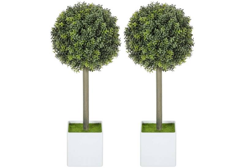Kunstpflanze 2er Set Künstliche Buchsbaumkugeln 45cm Plastik Kunstpflanze Buchsbaum, BlingBin, Höhe 45 cm, Künstliche Pflanzen im Topf, Fake Plant wie echt für Wohnzimmer von BlingBin