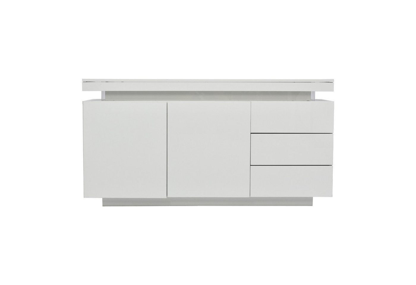 BlingBin Sideboard Modern Wohnzimmer Standschrank Kommode Anrichte Breite 140cm (2 Türen 3 Schubladen, mit LED Licht), mit Push-to-Open-Mechanismus von Blingbin