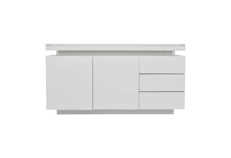 BlingBin Sideboard Modern Wohnzimmer Standschrank Kommode Anrichte Breite 140cm (2 Türen 3 Schubladen, mit LED Licht), mit Push-to-Open-Mechanismus von Blingbin