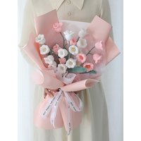 Hochwertiges Baumwollgarn Lilie Des Tals Bouquet | Gehäkelte Blume Valentinstagsstrauß Bunter Blumenstrauß Rosa Weiße von BlingcuteBynini