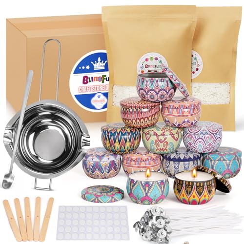 Kerzenherstellungs-Set Sojawachs-Anfängerset mit natürlichem Sojawachs, DIY-Kerzenzubehör, einschließlich Wachs, Docht, Aufkleber, Kerzenglas, Duftkerzenset für Erwachsene von Blingfun