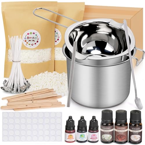 Sojawachskerzenherstellung kerzen selber machen-Natur Sojawachs 920g mit Duftöl, Farbstoffen & Zubehör– Kerzenmachen Zuhause, Geschenkidee – Inkl. Schmelztopf, Dochte, Stäbchen, Farben Sojawachskerzenherstellung kerzen selber machen-Natur Sojawachs 920g mit Duftöl, Farbstoffen & Zubehör– Kerzenmachen Zuhause, Geschenkidee – Inkl. Schmelztopf, Dochte, Stäbchen, Farben von Blingfun