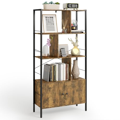 Blishom Bücherregal, Bücherschrank mit 4 offenen Regalebenen, Bücherregal Industrie-Design mit Schrank, für Büro, Wohnzimmer, Schlafzimmer, Küche, 74 x 30 x 153 cm, Retro Blishom Bücherregal, Bücherschrank mit 4 offenen Regalebenen, Bücherregal Industrie-Design mit Schrank, für Büro, Wohnzimmer, Schlafzimmer, Küche, 74 x 30 x 153 cm, Retro von Blishom