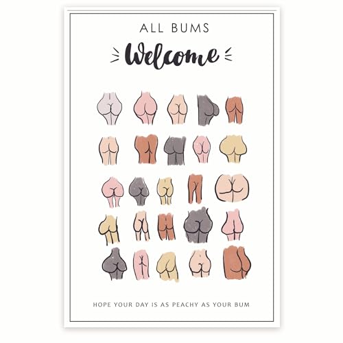 Bliss Monkey Co. BMCP076 All Bums Willkommensposter – Hope Your Day Is As Peachy As Your Bum – Niedliches lustiges Badezimmer-Wandkunst-Poster – 30,5 x 45,7 cm Poster – ungerahmt – Premium 45,4 kg von Bliss Monkey Co.