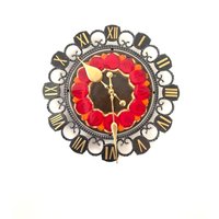 Retro Mauthe Wanduhr Deutsche Mid-Century Modern, 70Er Jahre Floral Keramik Zifferblatt von Bliss100