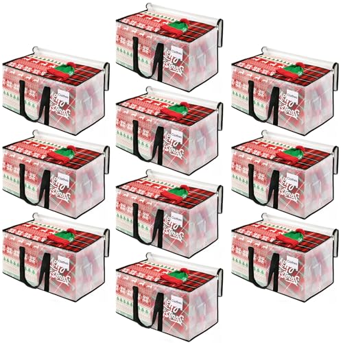 BlissTotes Umzugstaschen, 10er-Pack, Aufbewahrungstaschen, Umzugstaschen, strapazierfähig, extra groß, Umzugstaschen, transparente Umzugstaschen, verstärkte Griffe und Etikettentasche (93 l) von BlissTotes