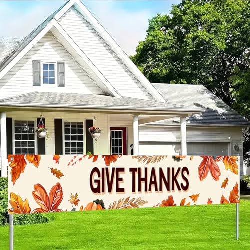 BlissYard Deko-Banner für den Außenbereich, Veranda, Polyestergewebe, Herbstblätter, Kürbis-Design, für drinnen und draußen, Gartenzaun-Banner, 295 x 50 cm, Partyzubehör BlissYard Deko-Banner für den Außenbereich, Veranda, Polyestergewebe, Herbstblätter, Kürbis-Design, für drinnen und draußen, Gartenzaun-Banner, 295 x 50 cm, Partyzubehör von BlissYard