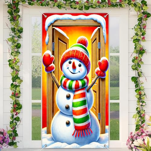 BlissYard Frohe Weihnachten Türabdeckung 88,9 x 180,9 cm Urlaub Veranda Tür Banner Dekoration Winter Schneemann mit gestreiftem Schal rote Fäustlinge für Schild Hintergrund Party Indoor Outdoor Dekor BlissYard Frohe Weihnachten Türabdeckung 88,9 x 180,9 cm Urlaub Veranda Tür Banner Dekoration Winter Schneemann mit gestreiftem Schal rote Fäustlinge für Schild Hintergrund Party Indoor Outdoor Dekor von BlissYard