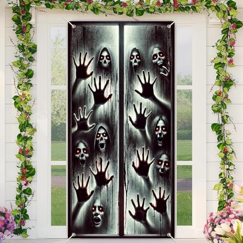 BlissYard Halloween-Türabdeckung, Spuktürabdeckung, Geisterhände, Glas, gruselige Halloween-Requisite, 180 x 89 cm, schreckliche Haustür-Dekoration, Innen- und Außenbereich, gruselige BlissYard Halloween-Türabdeckung, Spuktürabdeckung, Geisterhände, Glas, gruselige Halloween-Requisite, 180 x 89 cm, schreckliche Haustür-Dekoration, Innen- und Außenbereich, gruselige von BlissYard