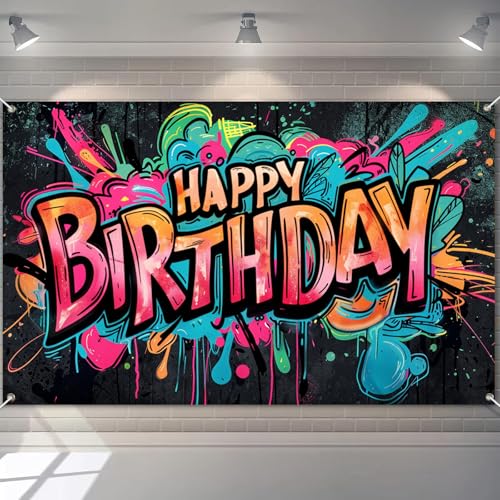 BlissYard Happy Birthday Banner Graffiti Thema Decrations Hintergrund 308 x 213 cm Street Art Party Hintergrund Dekoration für Mädchen oder Jungen Geschenke Kinder Geburtstag Feier Banner BlissYard Happy Birthday Banner Graffiti Thema Decrations Hintergrund 308 x 213 cm Street Art Party Hintergrund Dekoration für Mädchen oder Jungen Geschenke Kinder Geburtstag Feier Banner von BlissYard