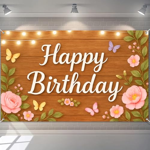 BlissYard Happy Birthday Banner Rustikale Blumenholzmaserung Party Dekoration Stoff Lichterkette Blumen Schmetterlinge Geburtstag Event Hintergrund Dekorationen 180,3 x 109,2 cm Banner Dekor BlissYard Happy Birthday Banner Rustikale Blumenholzmaserung Party Dekoration Stoff Lichterkette Blumen Schmetterlinge Geburtstag Event Hintergrund Dekorationen 180,3 x 109,2 cm Banner Dekor von BlissYard