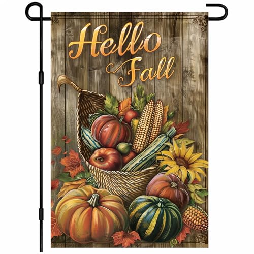 BlissYard Hello Fall Erntekorb, Gartenflagge, 30,5 x 45,7 cm, doppelseitige Flagge, Herbst-Ahornblatt, Outdoor-Hofdekoration, Hausbanner, Veranda, Rasen, Terrasse, Heimdekoration BlissYard Hello Fall Erntekorb, Gartenflagge, 30,5 x 45,7 cm, doppelseitige Flagge, Herbst-Ahornblatt, Outdoor-Hofdekoration, Hausbanner, Veranda, Rasen, Terrasse, Heimdekoration von BlissYard