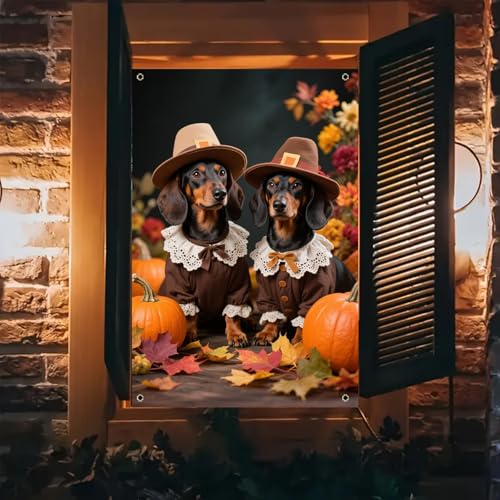 BlissYard Thanksgiving Fensterabdeckung Dekorationen Stoff Zwei Dackel Pilger mit Kürbissen Banner Dekor Herbst Ernte Szene Poster für Herbst Thanksgiving Party Indoor Outdoor Home Decor 78,9 x 119,9 BlissYard Thanksgiving Fensterabdeckung Dekorationen Stoff Zwei Dackel Pilger mit Kürbissen Banner Dekor Herbst Ernte Szene Poster für Herbst Thanksgiving Party Indoor Outdoor Home Decor 78,9 x 119,9 von BlissYard