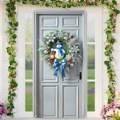 BlissYard Türbanner Schneemann Winter Willkommen Weihnachten 89,9 x 180,9 cm Urlaub Veranda Dekoration mit blauem Schal, mattierte Tannenzapfen, silberne Ornamente und Laterne für Innen- und BlissYard Türbanner Schneemann Winter Willkommen Weihnachten 89,9 x 180,9 cm Urlaub Veranda Dekoration mit blauem Schal, mattierte Tannenzapfen, silberne Ornamente und Laterne für Innen- und von BlissYard