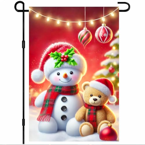 BlissYard Weihnachts-Gartenflagge, bezaubernder Schneemann und Teddybär, Duo, kariert, Schals und festliche Lichterkette, 30,5 x 45,7 cm, doppelseitig, für drinnen und draußen, Weihnachtsdekoration BlissYard Weihnachts-Gartenflagge, bezaubernder Schneemann und Teddybär, Duo, kariert, Schals und festliche Lichterkette, 30,5 x 45,7 cm, doppelseitig, für drinnen und draußen, Weihnachtsdekoration von BlissYard