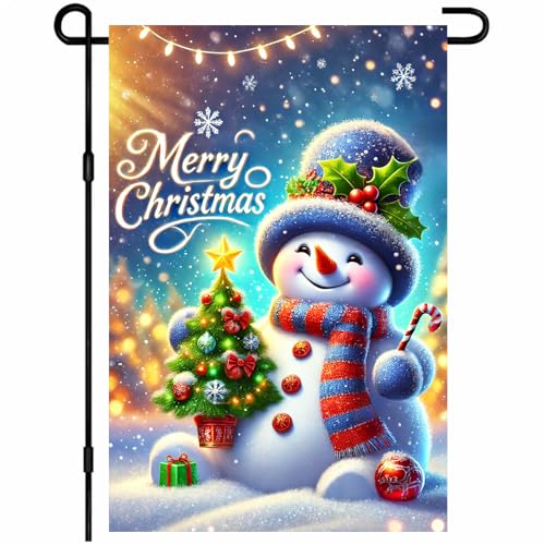 BlissYard Weihnachts-Gartenflagge Frohe Weihnachten, Schneemann, Baum, saisonale Outdoor-Flagge für Veranda, Rasen, Winterdekoration, doppelseitig, 30,5 x 45,7 cm, Weihnachtsdekoration BlissYard Weihnachts-Gartenflagge Frohe Weihnachten, Schneemann, Baum, saisonale Outdoor-Flagge für Veranda, Rasen, Winterdekoration, doppelseitig, 30,5 x 45,7 cm, Weihnachtsdekoration von BlissYard