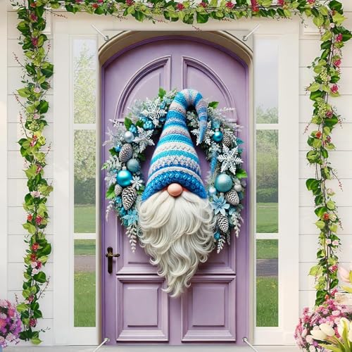 BlissYard Weihnachtstürabdeckung für den Winter, 180 x 89 cm, Dekoration für Veranda, nordischer Zwerg mit blauem Hut, weißer Bart und Schneeflocke für Schild, Hintergrund, Innen- und Außendekoration BlissYard Weihnachtstürabdeckung für den Winter, 180 x 89 cm, Dekoration für Veranda, nordischer Zwerg mit blauem Hut, weißer Bart und Schneeflocke für Schild, Hintergrund, Innen- und Außendekoration von BlissYard