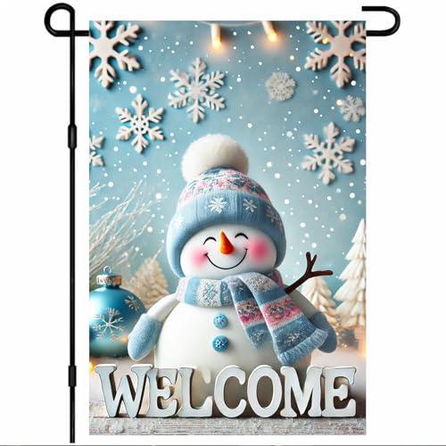 BlissYard Willkommens-Winter-Gartenflagge, niedliche Schneemann-Flagge, Schneeflocken, Urlaubsdekoration, blauer Hintergrund, 30,5 x 45,7 cm, doppelseitiges Banner für den Außenbereich, Vorgarten BlissYard Willkommens-Winter-Gartenflagge, niedliche Schneemann-Flagge, Schneeflocken, Urlaubsdekoration, blauer Hintergrund, 30,5 x 45,7 cm, doppelseitiges Banner für den Außenbereich, Vorgarten von BlissYard
