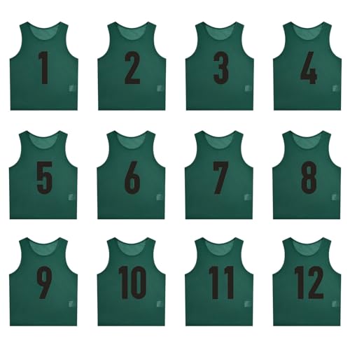 12er Set Fußball Trainingsweste für Erwachsene und Jugendliche,atmungsaktiv TrainingsleibchenMesh Markierungshemden Multifarbige Trainingswesten,Wende-Trainingsweste für Sport,Fussball(S、M、L、XL） von Blissbuilt