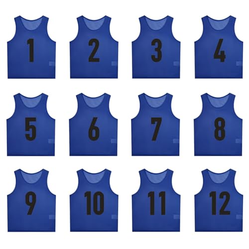 12er Set Fußball Trainingsweste für Erwachsene und Jugendliche,atmungsaktiv TrainingsleibchenMesh Markierungshemden Multifarbige Trainingswesten,Wende-Trainingsweste für Sport,Fussball(S、M、L、XL） von Blissbuilt