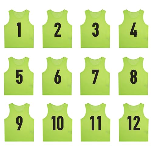 12er Set Fußball Trainingsweste für Erwachsene und Jugendliche,atmungsaktiv TrainingsleibchenMesh Markierungshemden Multifarbige Trainingswesten,Wende-Trainingsweste für Sport,Fussball(S、M、L、XL） von Blissbuilt