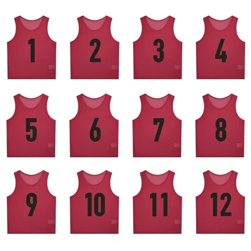 12er Set Fußball Trainingsweste für Erwachsene und Jugendliche,atmungsaktiv TrainingsleibchenMesh Markierungshemden Multifarbige Trainingswesten,Wende-Trainingsweste für Sport,Fussball(S、M、L、XL） von Blissbuilt