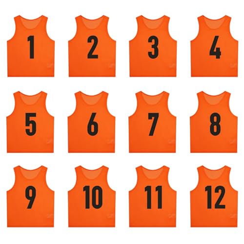 12er Set Fußball Trainingsweste für Erwachsene und Jugendliche,atmungsaktiv TrainingsleibchenMesh Markierungshemden Multifarbige Trainingswesten,Wende-Trainingsweste für Sport,Fussball(S、M、L、XL） von Blissbuilt