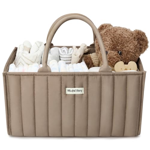 Blissful Diary Baby-Windel-Caddy Organizer, stilvoller Aufbewahrungskorb für Neugeborene und Windelstation, Geschenk für Babyparty und Wunschliste, Mokka-Braun von Blissful Diary