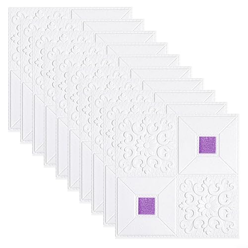 10 x 3D-Wandaufkleber, Schaumstoffplatten für Kinderzimmer, Schlafzimmer und Wohnzimmer (lila) von BlissfulAbode