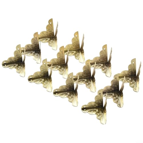 12 Stück Vintage-Blumenkasten-Ecken, Eisen-Dreieck, Rattan, geschnitztes Design mit Schrauben für Möbeldekoration und Holz-Schmuckschatullen (Gold) von BlissfulAbode