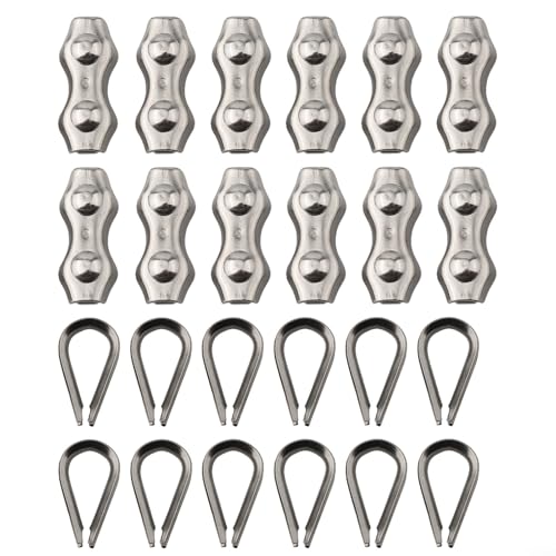 12-teiliges Drahtseil-Fingerhut und Klemmen-Set, 304 Edelstahl für schwere Belastungen () von BlissfulAbode