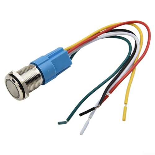 22 mm Druckknopfschalter Edelstahl mit selbstsichernder Verriegelungsfunktion LED-Ringlicht IP66 IK09 Vandalensicher bewertet 110 220 V Spannung (weiß) von BlissfulAbode