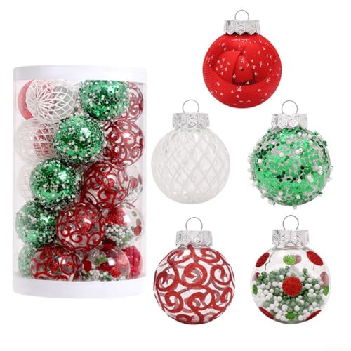 25 Stück Glitzerkugeln Ornamente entworfen für Weihnachtsbaum und Hochzeit Party Baum hängende Dekorationen (rot grün weiß) von BlissfulAbode