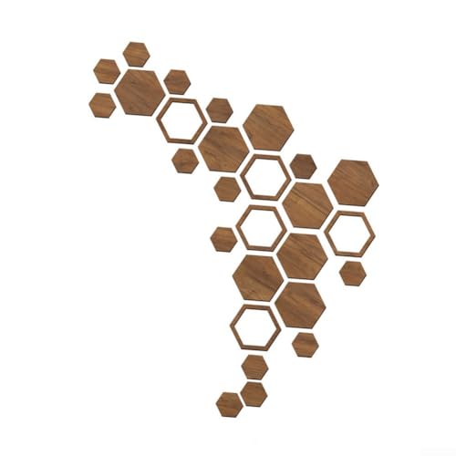 27 Stück abnehmbare sechseckige Wandaufkleber aus Holz für kreative Heimdekoration von BlissfulAbode