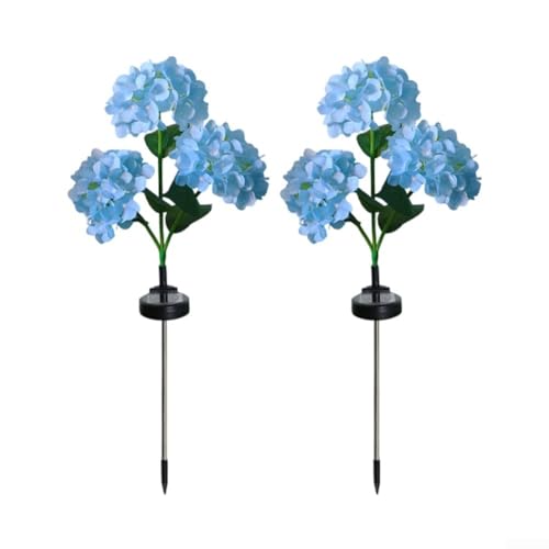 2er-Pack Solarleuchten für Garten, lebendige LED-Hortensien-Lampen mit intelligenter Sensor-Technologie (blau) von BlissfulAbode
