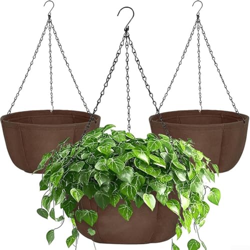 3 hängende Pflanzgefäße für Outdoor-Dekoration mit rostfreien Ketten und effizienter Drainage zum Gedeihen für Pflanzen (25,4 x 3 Stück) von BlissfulAbode