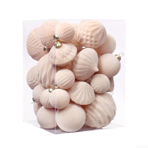 35-teiliges beflocktes Weihnachtskugel-Set zum Dekorieren von Bäumen und Basteln einzigartiger Kränze (D) von BlissfulAbode