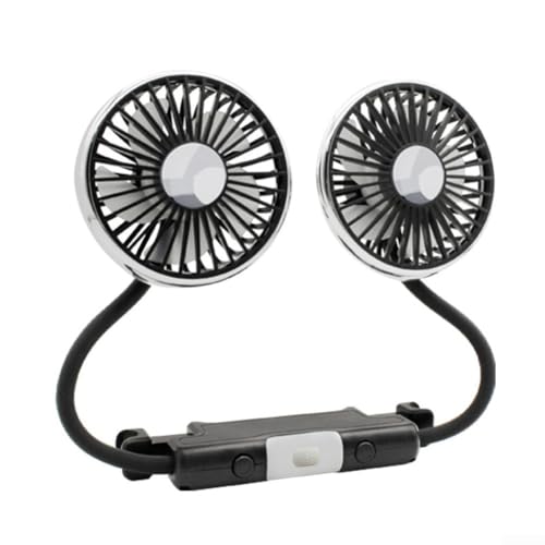 360 Grad drehbarer Dual-Head-USB-Ventilator mit LED-Beleuchtung und 3 einstellbaren Geschwindigkeiten für Auto- und Heimkühlungsanwendungen von BlissfulAbode