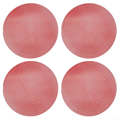 4 runde PVC-Platzsets für den Esstisch, stilvolle hitzebeständige Tischsets, leicht zu reinigen und zu gestalten (rot) von BlissfulAbode