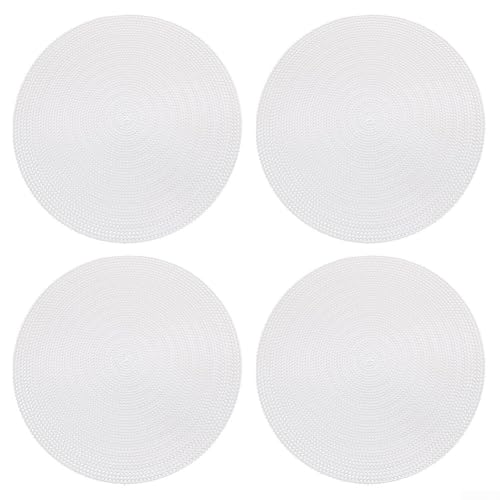 4 runde PVC-Platzsets für den Esstisch, stilvolle hitzebeständige Tischsets, leicht zu reinigen und zu gestalten (silbergrau) von BlissfulAbode