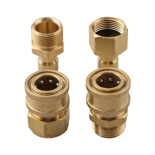 4-teiliges Schnellanschluss-Adapter-Set für M221514 mm für Hochdruckreiniger-Schlauch, benutzerfreundlich und Messing-Anschlüsse (M22–15 mm) von BlissfulAbode