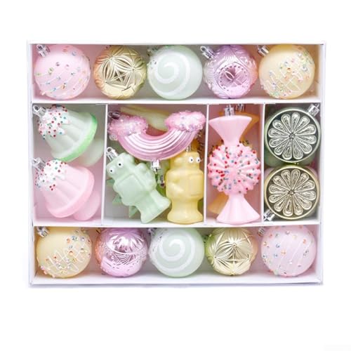 45-teiliges Weihnachtskugel-Ornament-Set aus Kunststoff für langlebige Weihnachtsdekorationen an Weihnachtsbäumen, Kränzen, Girlanden und mehr, geeignet für Innen- und Außenbereich (Bonbonfarben) von BlissfulAbode