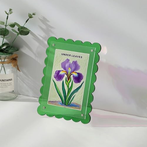 4x6 Acryl Bilderrahmen mit Neon Floating Design für Home Display und Büro Dekoration, Transparent und Rahmen für Fotos und Kunstausstellungen (Grün) von BlissfulAbode