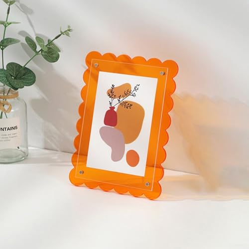 4x6 Acryl Bilderrahmen mit Neon Floating Design für Home Display und Büro Dekoration, Transparent und Rahmen für Fotos und Kunstausstellungen (Orange) von BlissfulAbode