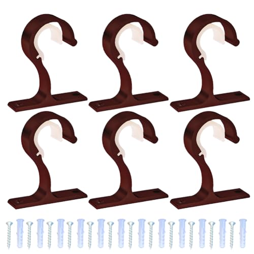 6 Gardinenstangenhalterungen mit Schrauben Deckenaufhänger aus Aluminiumlegierung für optimale Vorhangunterstützung (rot) von BlissfulAbode