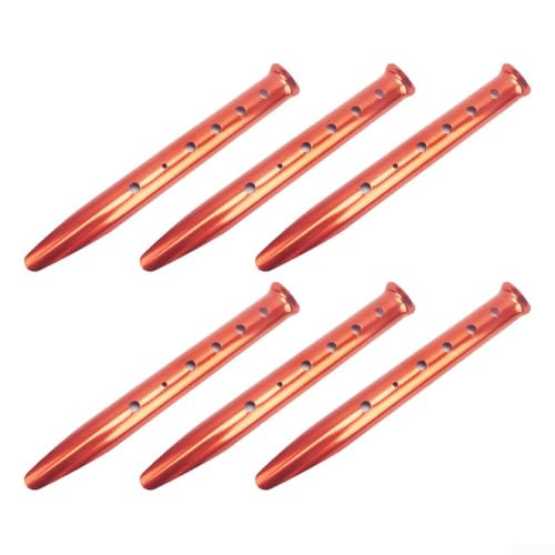 6 U-förmige Sandheringe aus Aluminium für Camping, Strand und Schnee, starke und zuverlässige Bodenanker (orange) von BlissfulAbode